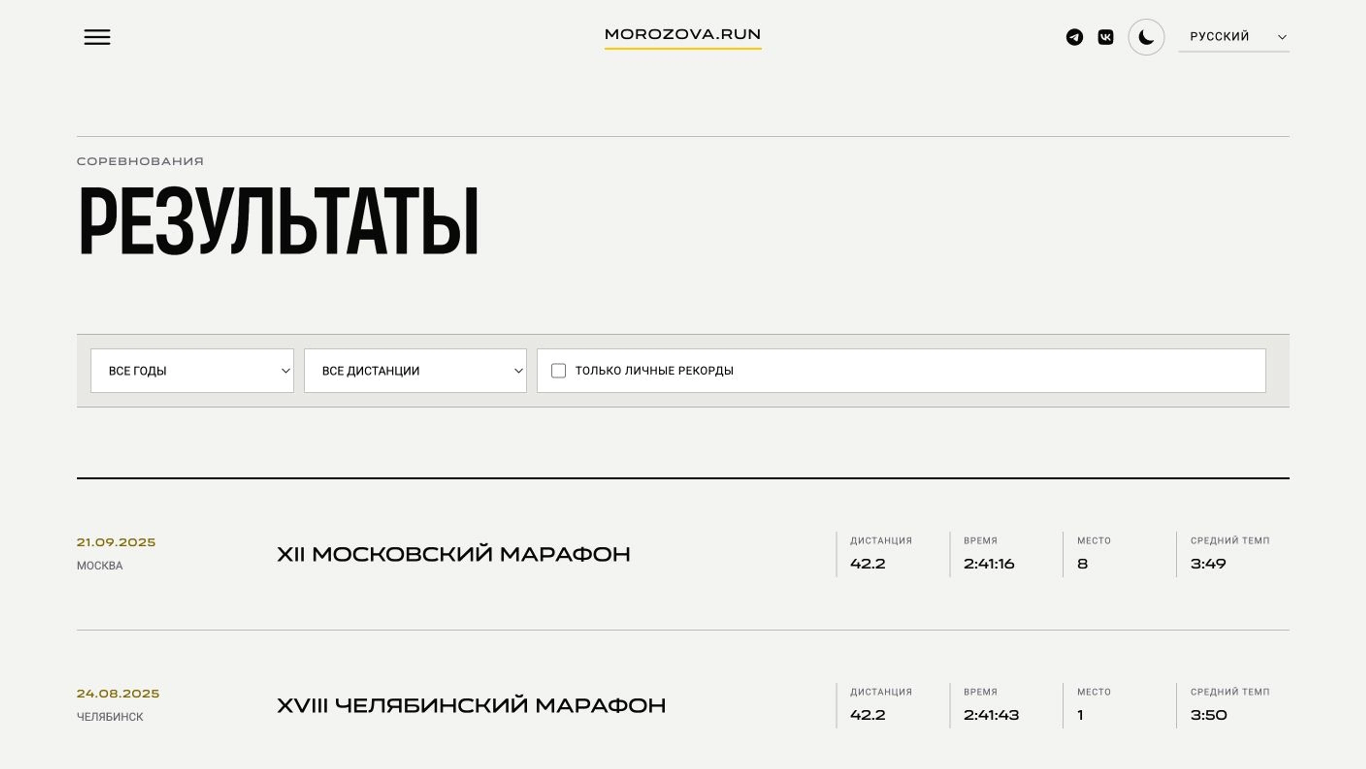 Results page